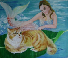 mermaid and cat